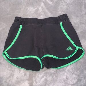 Adidas Shorts Womens Adult Small Black Green Logo Cotton Shorts 26X10